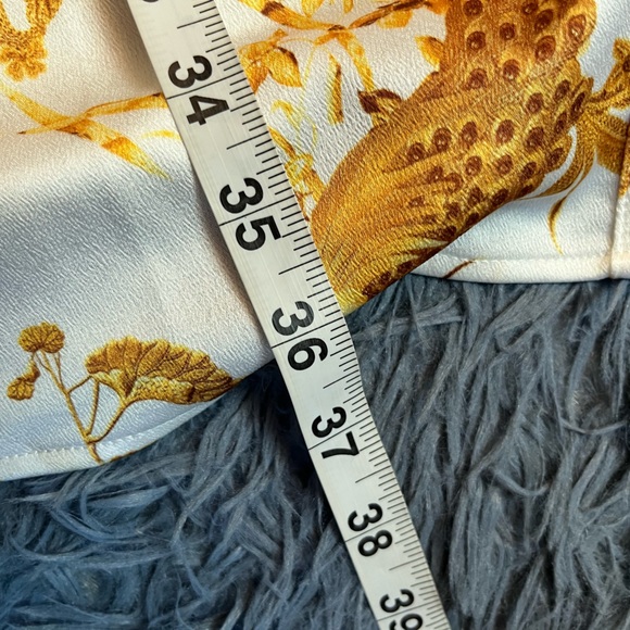 L'Agence Demie Cream Gold Satin Belted Shirt Mini Dress Maximalist Size 16 - Picture 5 of 7